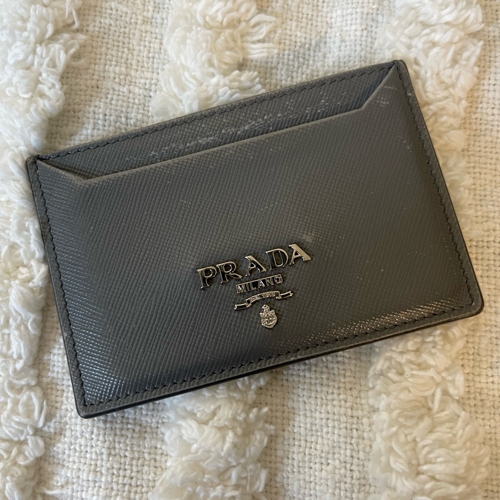 Prada Metallic Gray Card Holder